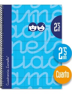 CUADERNO ESPIRAL 4º 80H 70G 25MM AZUL CUADROVIA EXTRA DURA